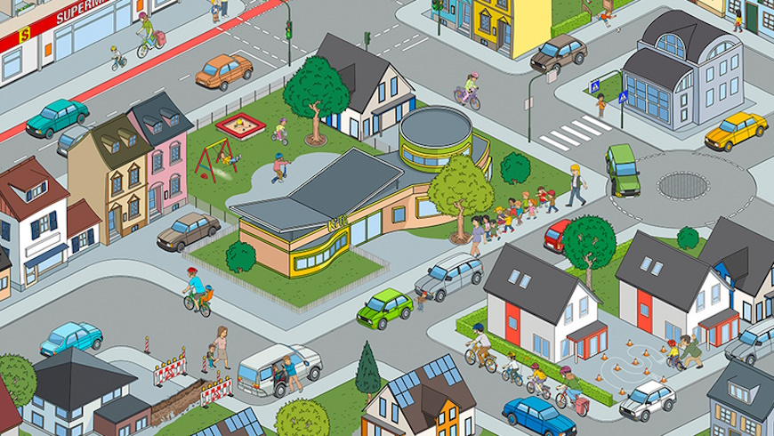 Interaktives Infobild „Kind und Verkehr